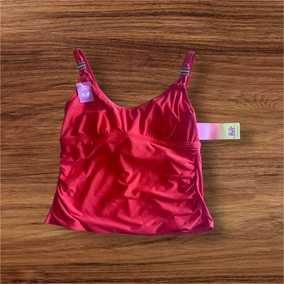 MAIDENFORM red Tankini Swim Top Size 38C summer pool cruise - Picture 2 of 16